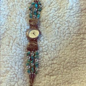 Beaded Indian-head watch face and watch band